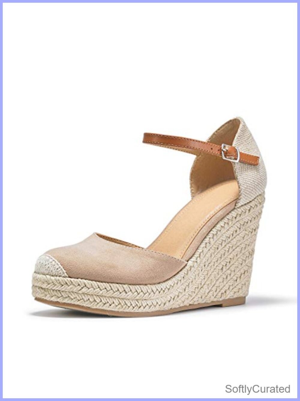 Womens Espadrille Platform Wedge Sandals Ankle Buckle Strap Closed Toe Shoes